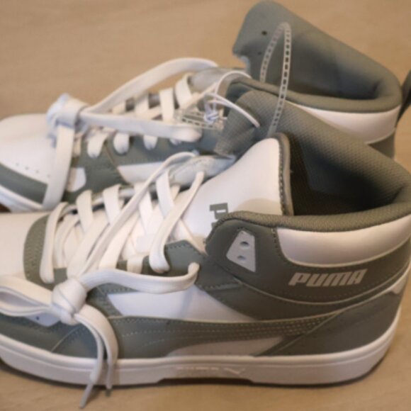 NWT Puma Rebound Joy Mid Sneakers White & Grey High Top Men's 9.5 - Picture 3 of 7